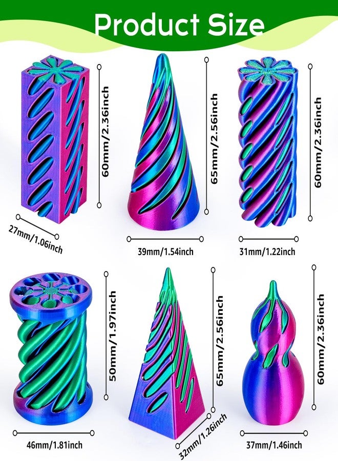 3Dgenius 6 Pack Spiral Cone Fidget Toys 3D Printed Spiral Fidget Toys Impossible Cone 3D Printed Fidgets Impossible Pyramid Passthrough 3D Printed Toys for Adults & Kids for Anxiety Relaxing, Pack1 - Image 2